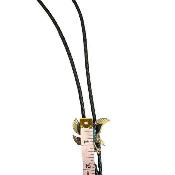 Eagle Turquoise Inlay Bolo Tie Western Festival Rodeo Style Unisex - Picture 5 of 5